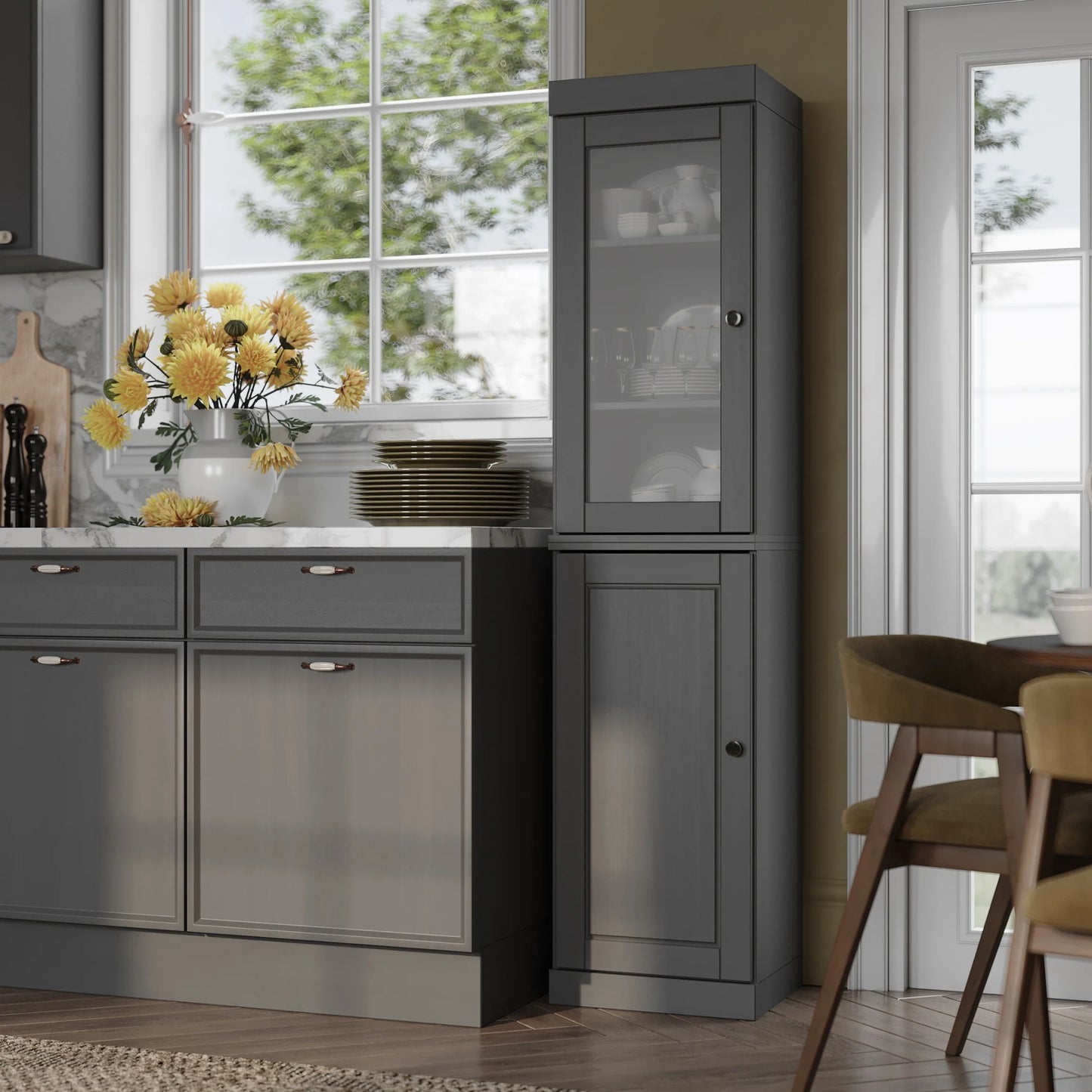 100% Solid Wood 16.5" Kitchen Pantry Cabinet with Doors by Palace Imports