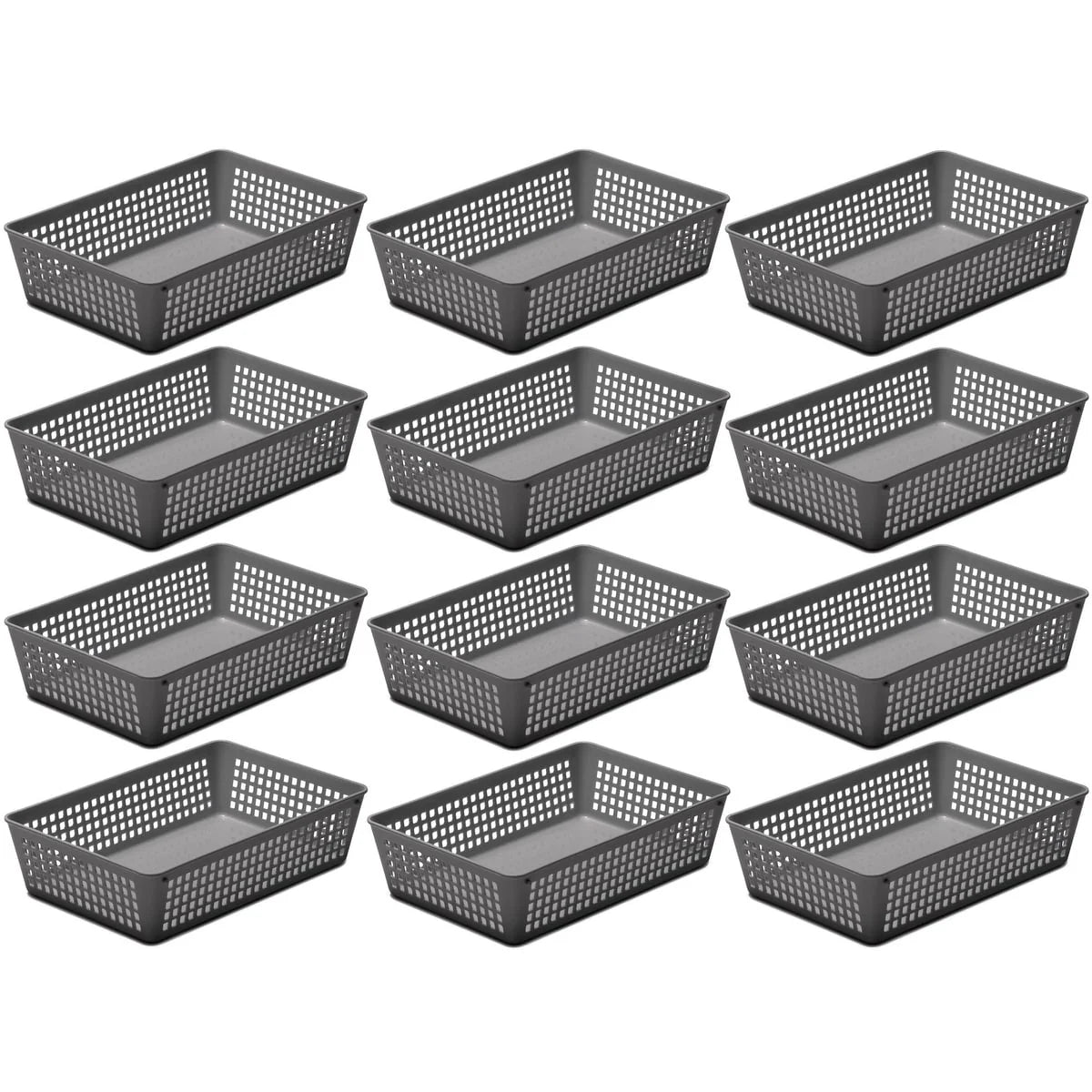 12-Pack Plastic Storage Baskets for Office Drawer, Classroom Desk