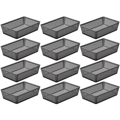 12-Pack Plastic Storage Baskets for Office Drawer, Classroom Desk