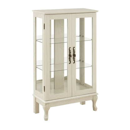 Curio Cabinet with Tempered Glass Doors and Adjustable Shelves Light Bulb Included