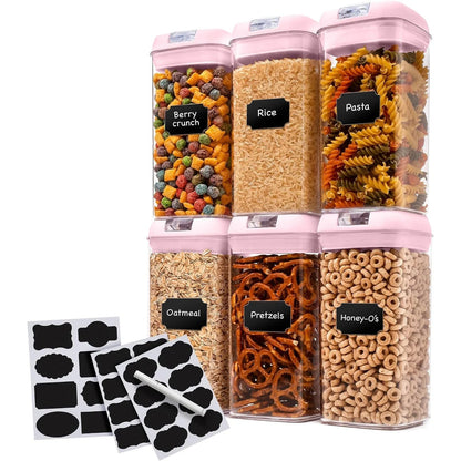 Cheer Collection Set of 6 Uniform Size Airtight Food Storage Containers
