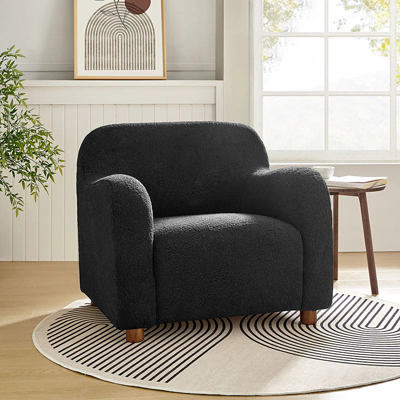 Heinrich 35" Wide Boucle Upholstered Armchair  with Solid Wood Legs