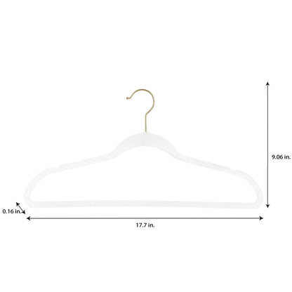 Simplify 25 Pack Slim Velvet Gold Hook Hangers - 17.7" x 9"