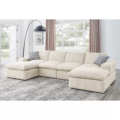 Anchoretta 134" Wide Reversible Modular Sectional with Ottoman