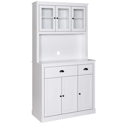 VEIKOUS Pantry Kitchen Cabinet Storage with Microwave Stand and 3 Adjustable Shelves