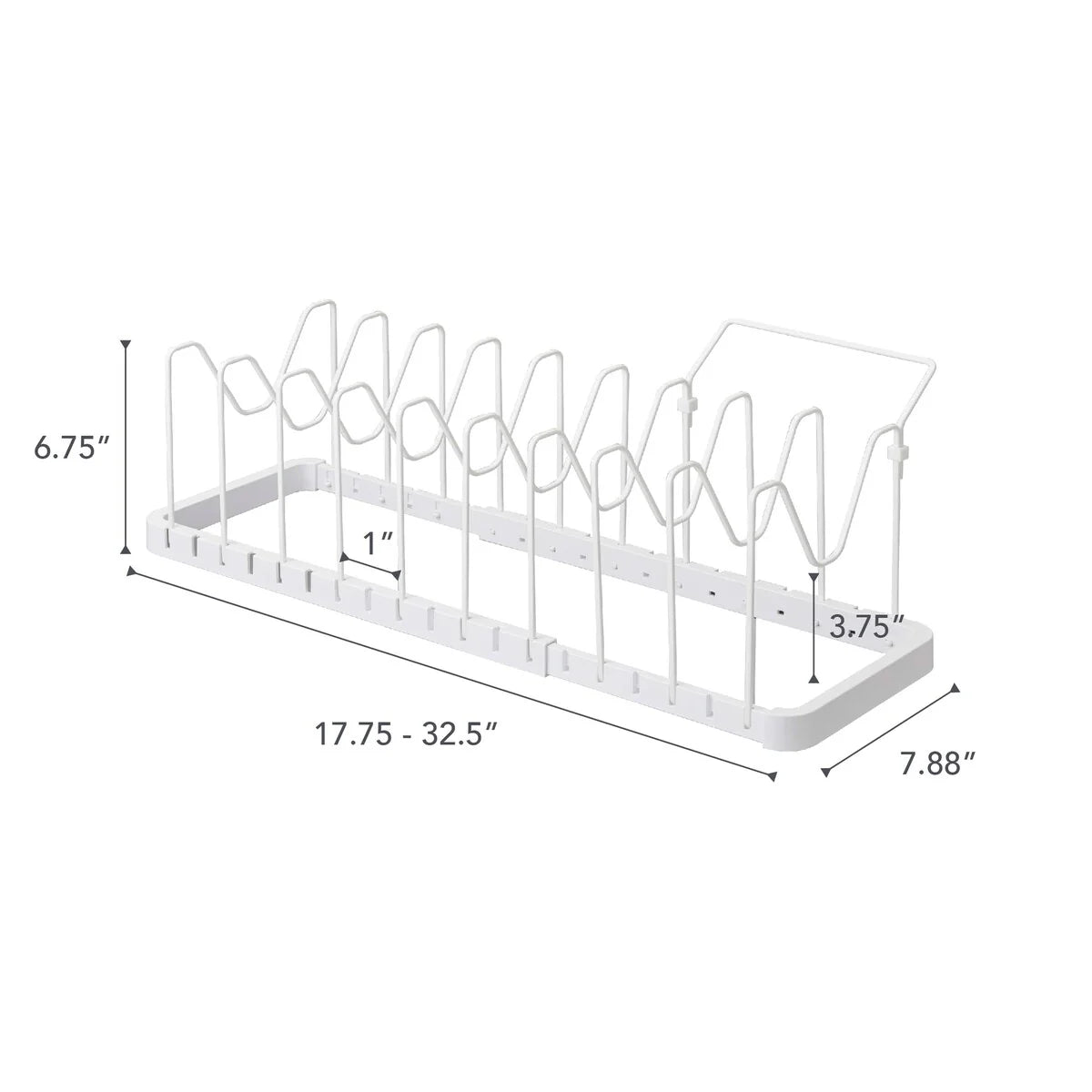 Yamazaki Home Adjustable Pot Lid Organizer, Steel - L 7.87 x W 17.72 x H 6.89 inches