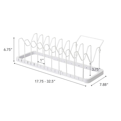 Yamazaki Home Adjustable Pot Lid Organizer, Steel - L 7.87 x W 17.72 x H 6.89 inches