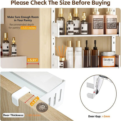 6Tier Over the Door Pantry Organizer with Sturdy Metal Shelves - 5.51"D x 16.54"W x 47.24"H