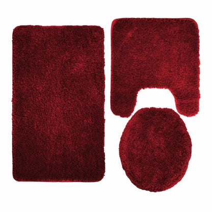 Queen Mary 3 Piece Bathroom Rug Set, Luxury Soft Plush Bath Mat, Contour Rug, Lid Cover, Non-Slip