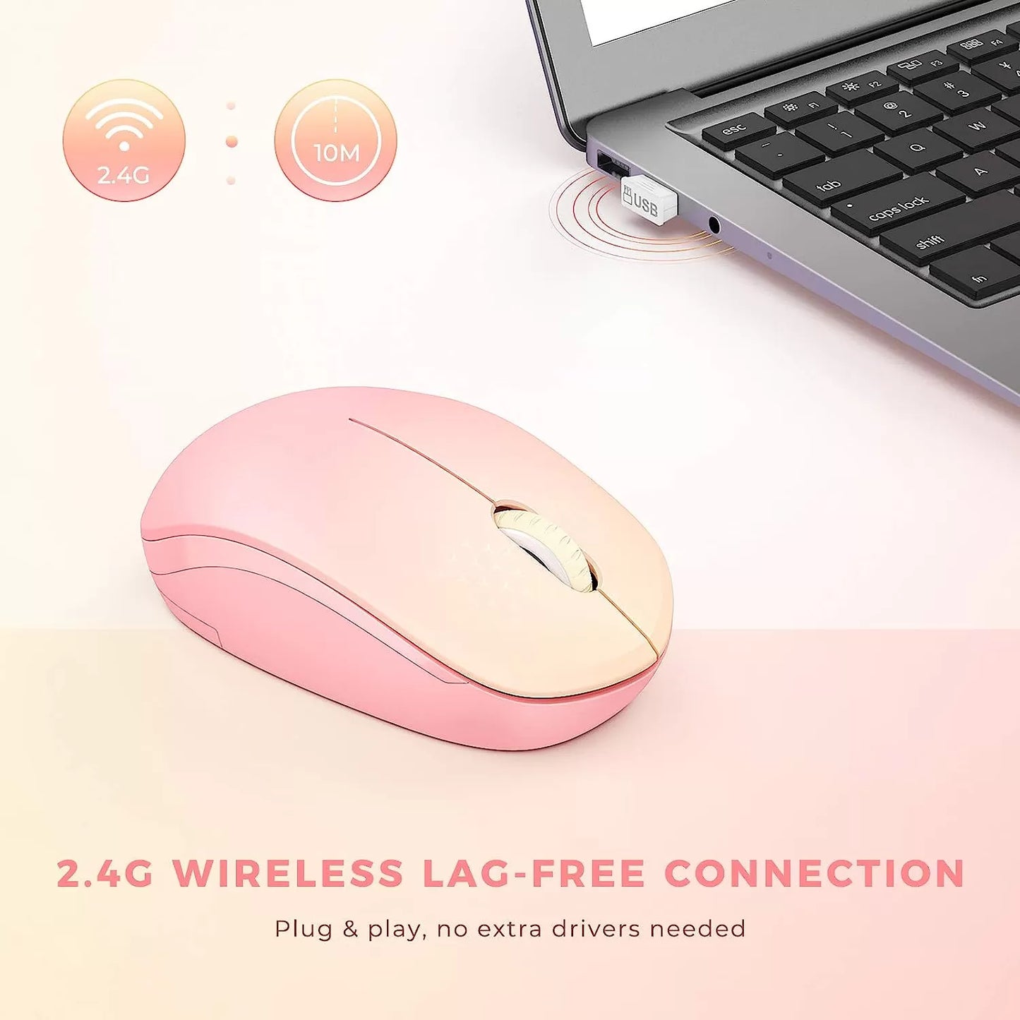 seenda Wireless Mouse, 2.4G Noiseless Mouse with USB Receiver - Portable Computer Mice for PC, Tablet, Laptop with Windows System - Mint Green