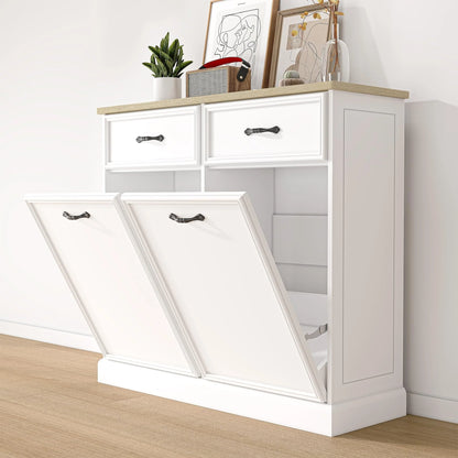 Kitchen Tilt Out Trash Can Cabinet with Drawer