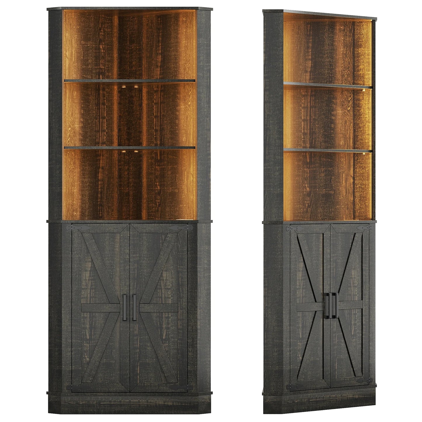66" Tall Corner Cabinet With Led Light
