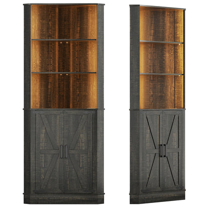 66" Tall Corner Cabinet With Led Light
