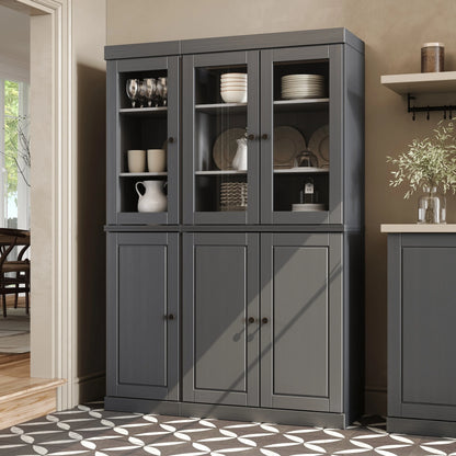 Palace Imports 100% Solid Wood 48.5" China Pantry Cabinet with Solid or Clear Glass Doors and Adjustable Shelves - 48.5" x 71.5"