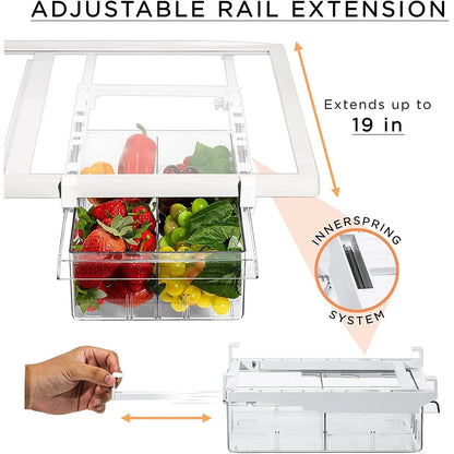 Sorbus Pull Out Fridge Drawer - Attachable Deli Drawer - Adjustable Refrigerator Storage Bin - Clear Design