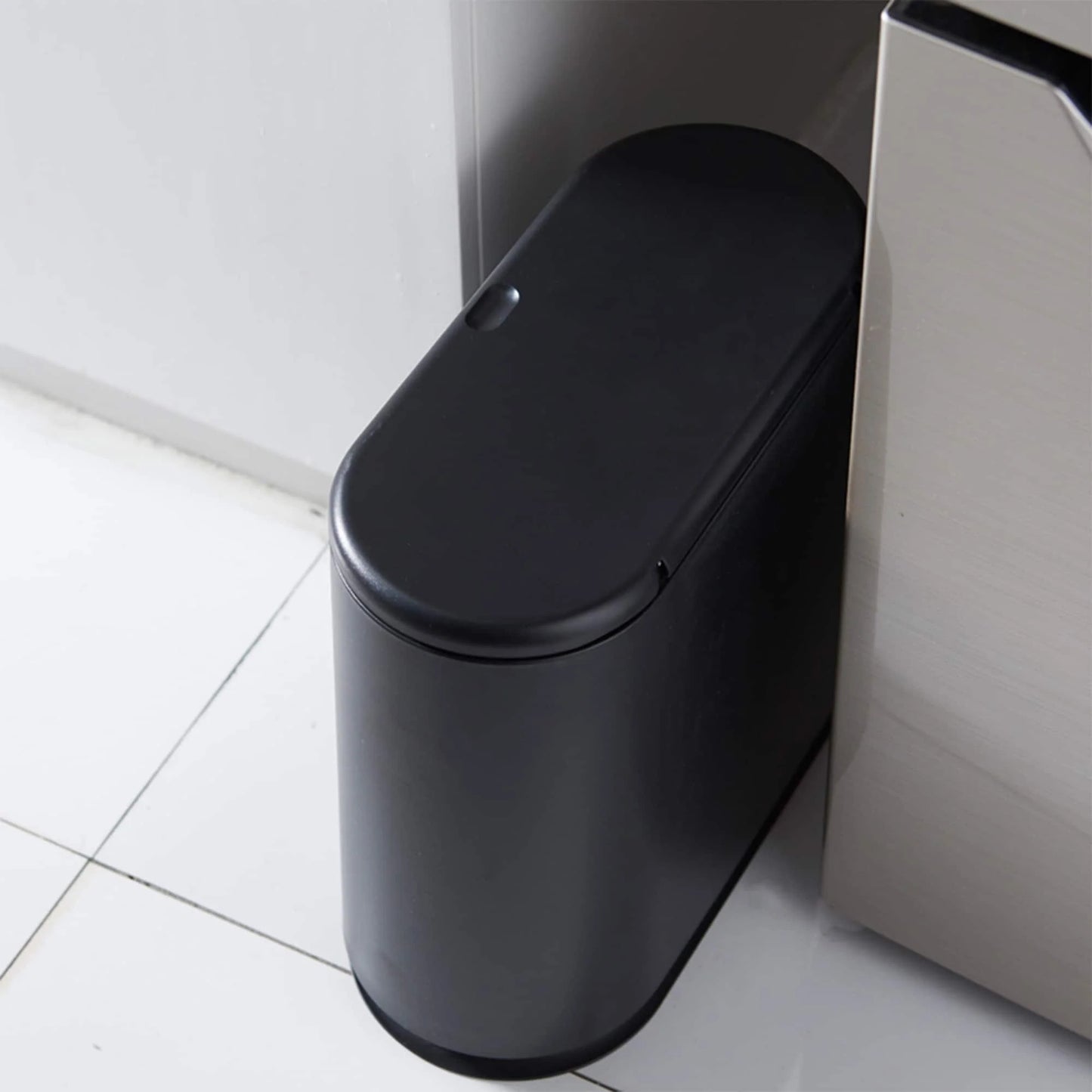 HANAMYA 2.4 Gallon Slim Trash Can with Press Top Lid