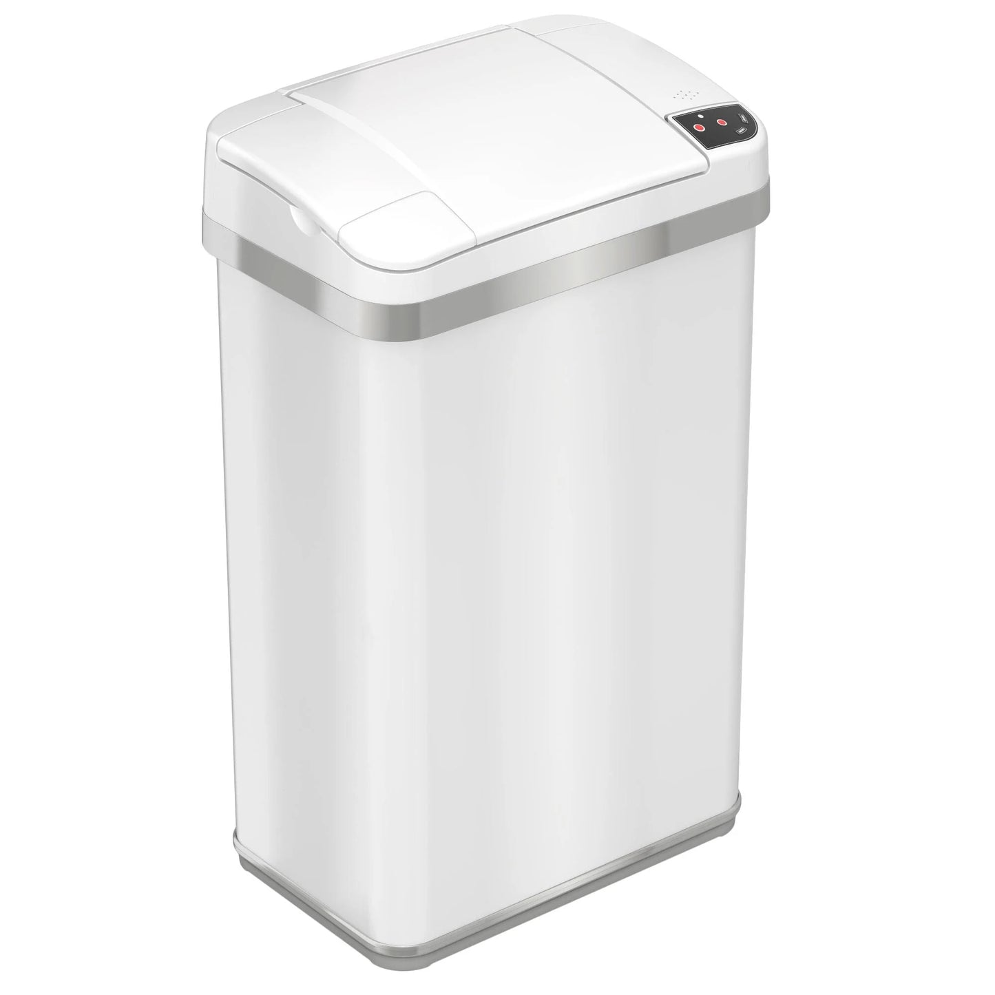 iTouchless 4 Gal White Stainless Steel Sensor Bathroom Trash Can