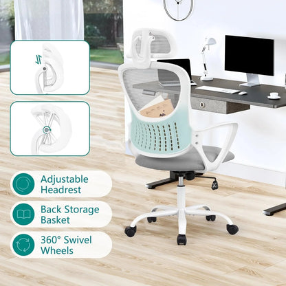 Ergonomic Office Chair, High Back Desk Chair with Headrest, Home Office Swivel Mesh Computer Chair, Executive Office Chair