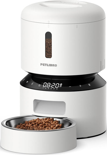 PETLIBRO Automatic Cat Feeder with Camera, 1080P HD Video with Night Vision, 5G WiFi Pet Feeder with 2-Way Audio, Low Food & Blockage Sensor, Motion & Sound Alerts for Cat & Dog Single Tray