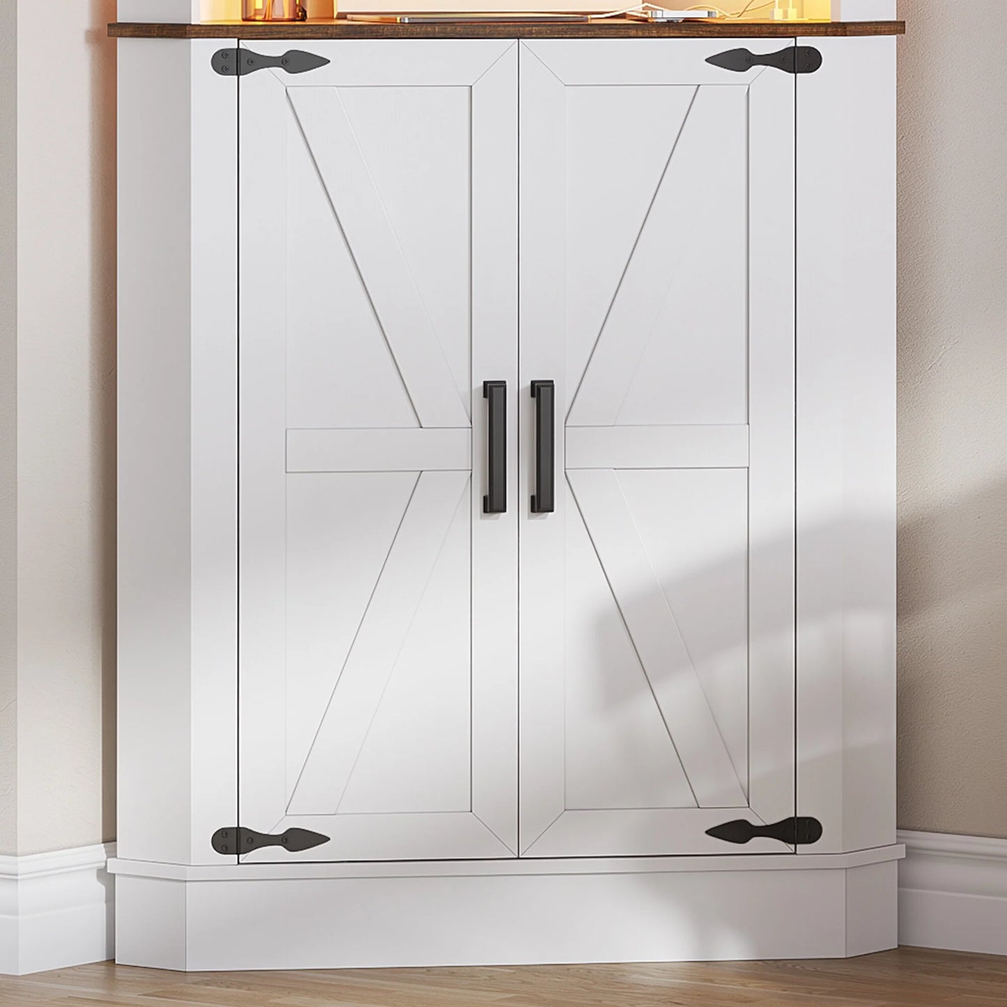66" Tall Corner Cabinet With Led Light