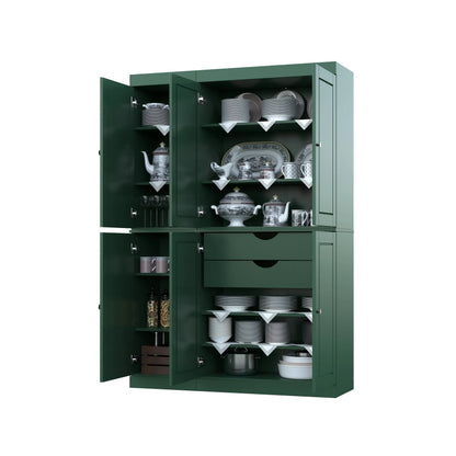 Palace Imports 100% Solid Wood China Pantry with Glass or Solid Wood Doors and 2-Drawers - 48.5" x 71.5"