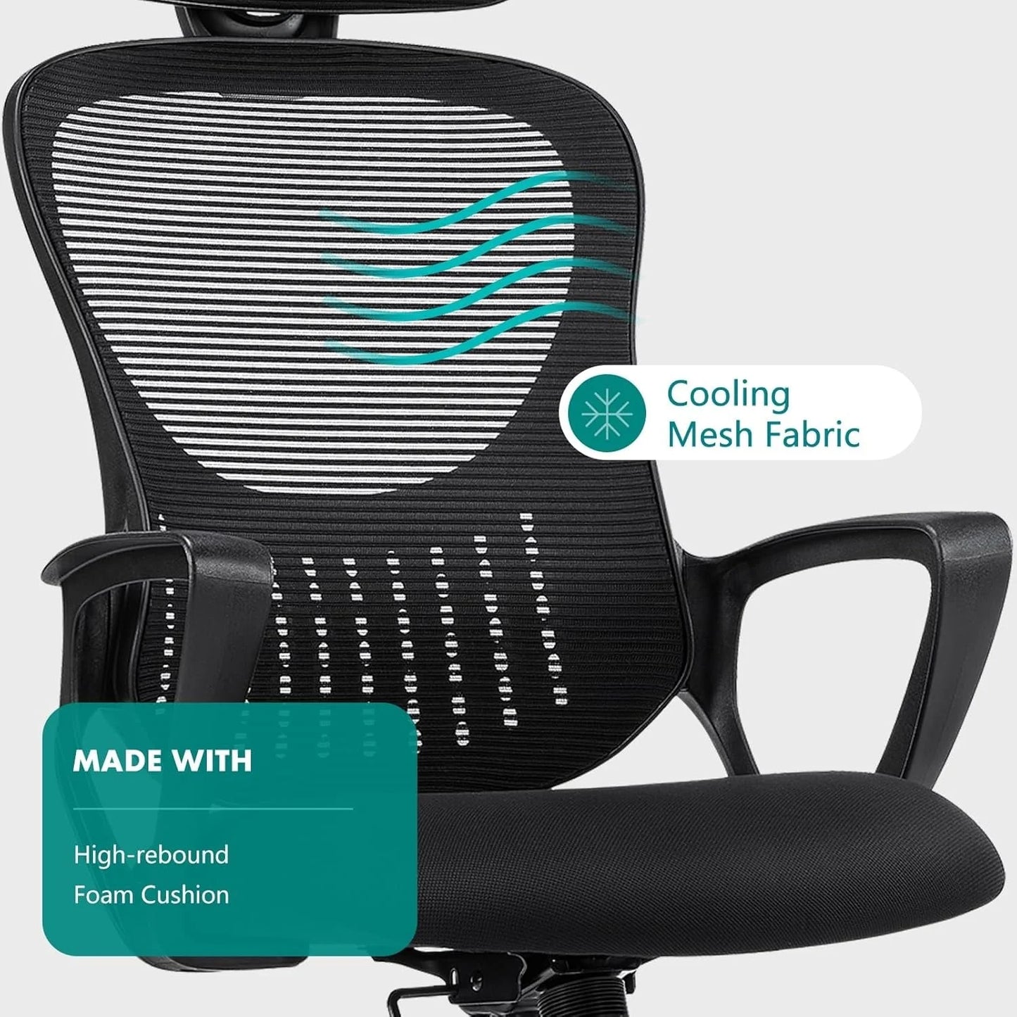 Ergonomic Office Chair, High Back Desk Chair with Headrest, Home Office Swivel Mesh Computer Chair, Executive Office Chair