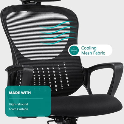 Ergonomic Office Chair, High Back Desk Chair with Headrest, Home Office Swivel Mesh Computer Chair, Executive Office Chair