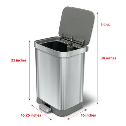 Glad All Stainless Steel Step-on Kitchen Trash Can