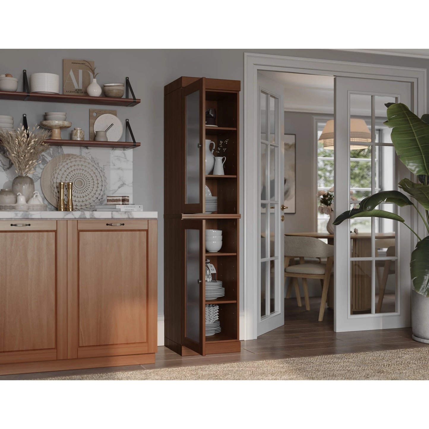 100% Solid Wood 16.5" Kitchen Pantry Cabinet with Doors by Palace Imports