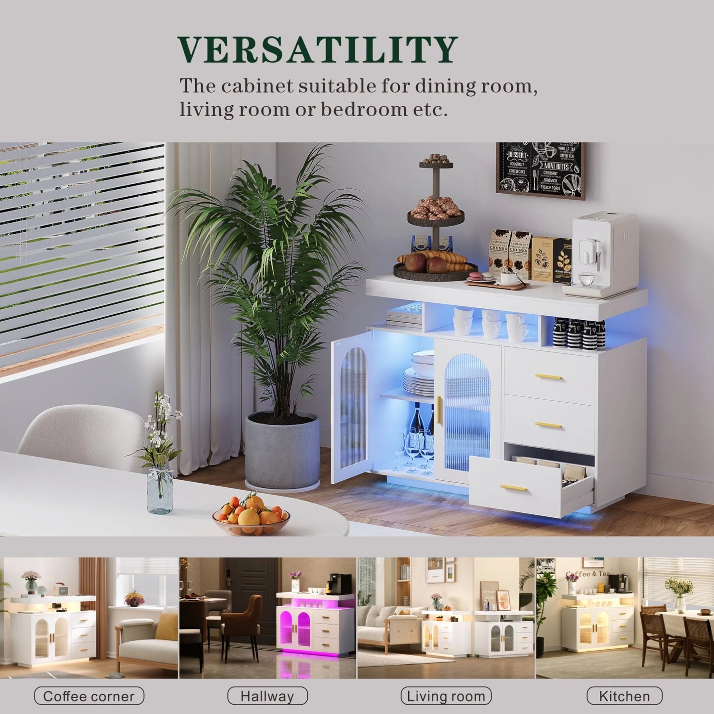 39''Wide Sideboard With LED Light - N/A