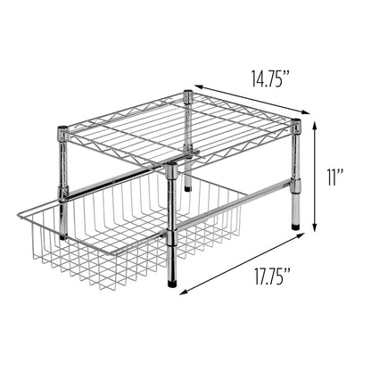 Honey-Can-Do Chrome Cabinet or Sink Organizer with Basket and Shelf