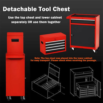 5-Drawer Rolling Tool Chest High Capacity Tool Storage Cabinet Toolbox Organizer with Wheels and Locking System