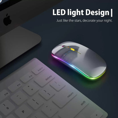 [Upgrade] LED Wireless Mouse, Slim Silent Mouse 2.4G Portable Mobile Optical Office Mouse with USB & Type-c Receiver, 3 Adjustable DPI Levels for Notebook, PC, Laptop, Computer, MacBook (Pink)