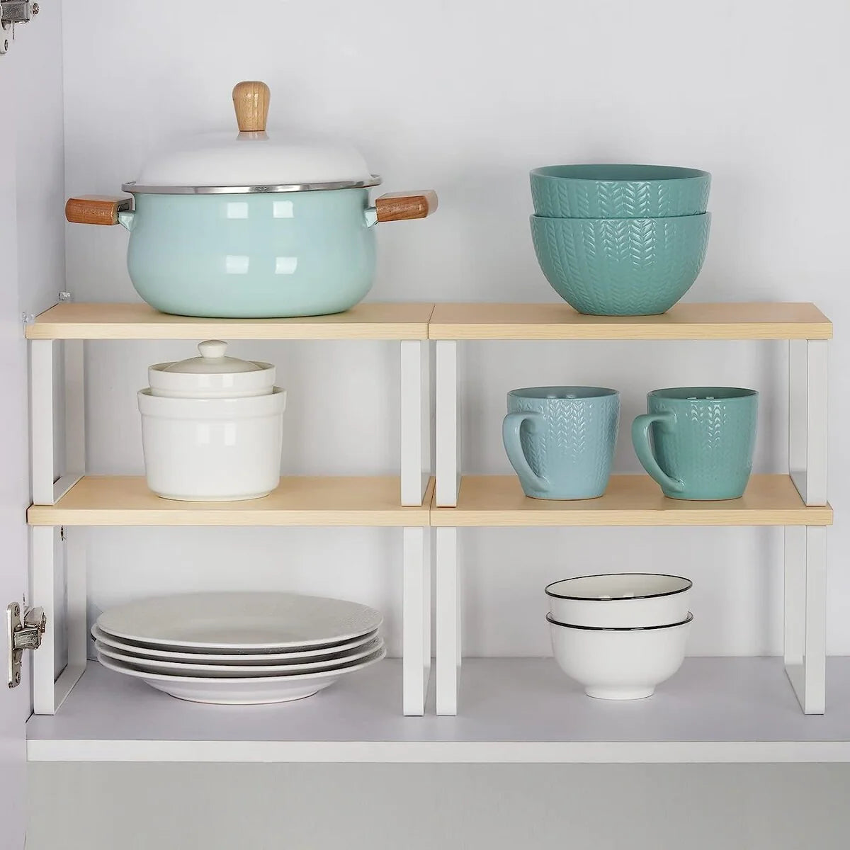 Stackable Kitchen Cabinet Shelves Organizer