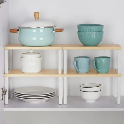 Stackable Kitchen Cabinet Shelves Organizer