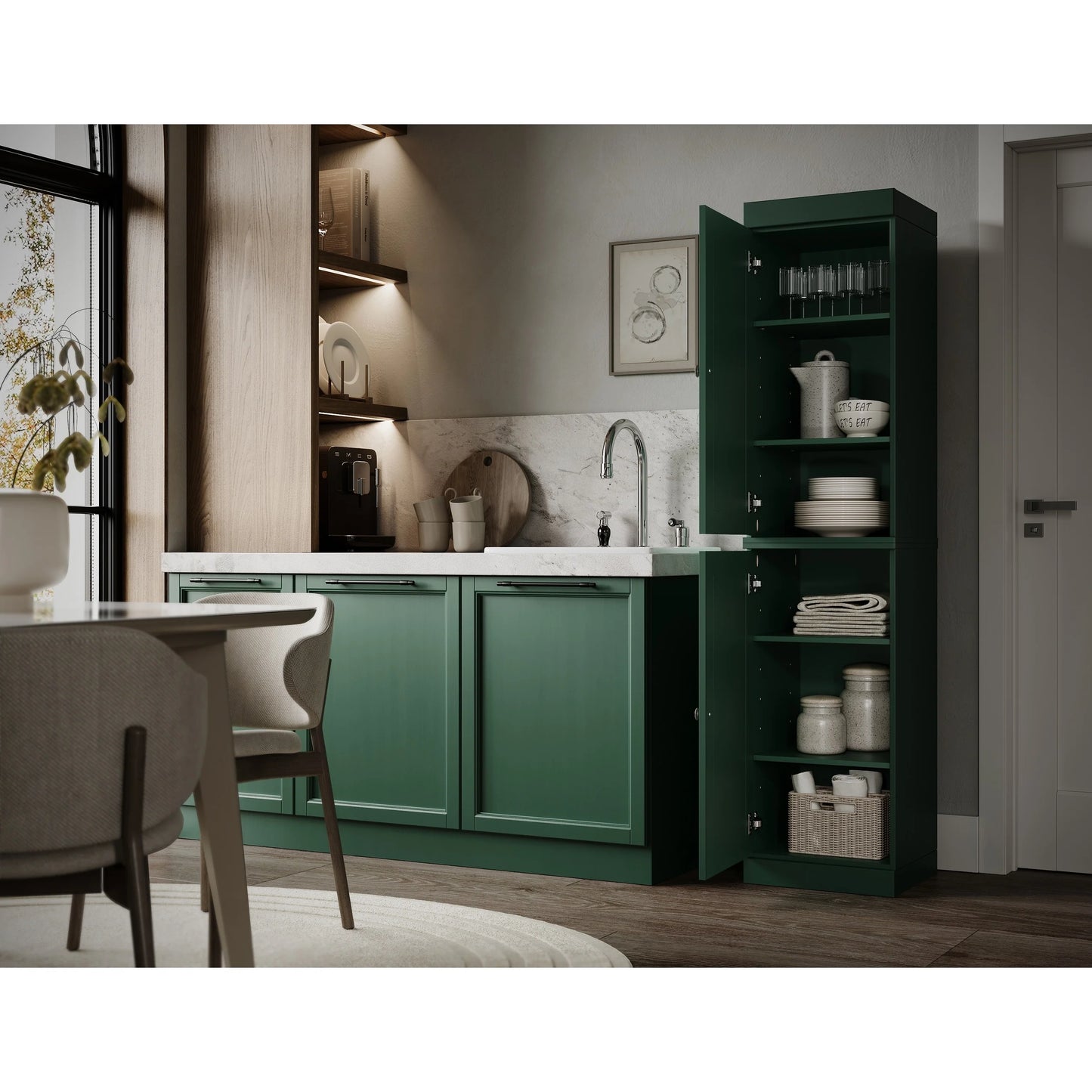 100% Solid Wood 16.5" Kitchen Pantry Cabinet with Doors by Palace Imports