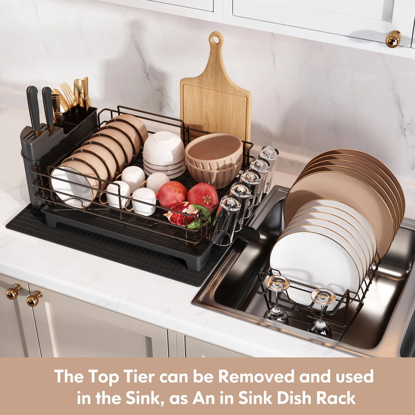 JASIWAY 2 Tier Kitchen Stainless Steel Dish Rack