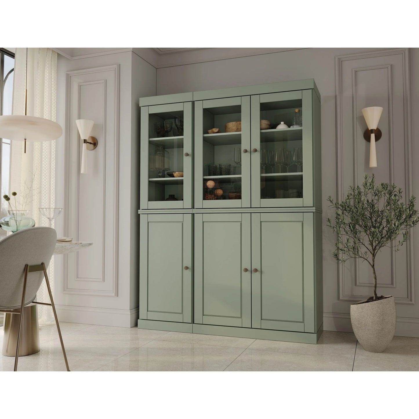 Palace Imports 100% Solid Wood 48.5" China Pantry Cabinet with Solid or Clear Glass Doors and Adjustable Shelves - 48.5" x 71.5"