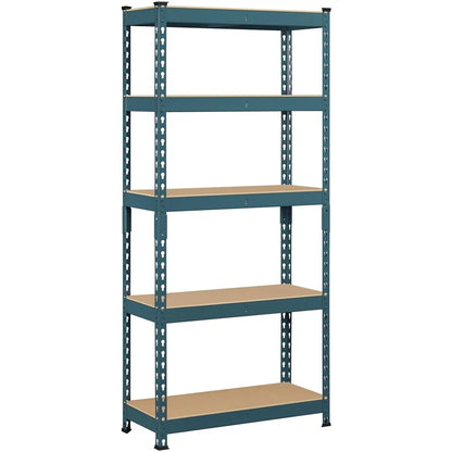 Yaheetech 5 Tiers Boltless Storage Shelf 330lb Capacity for Each Tier,Metal Frame MDF Wood Boards
