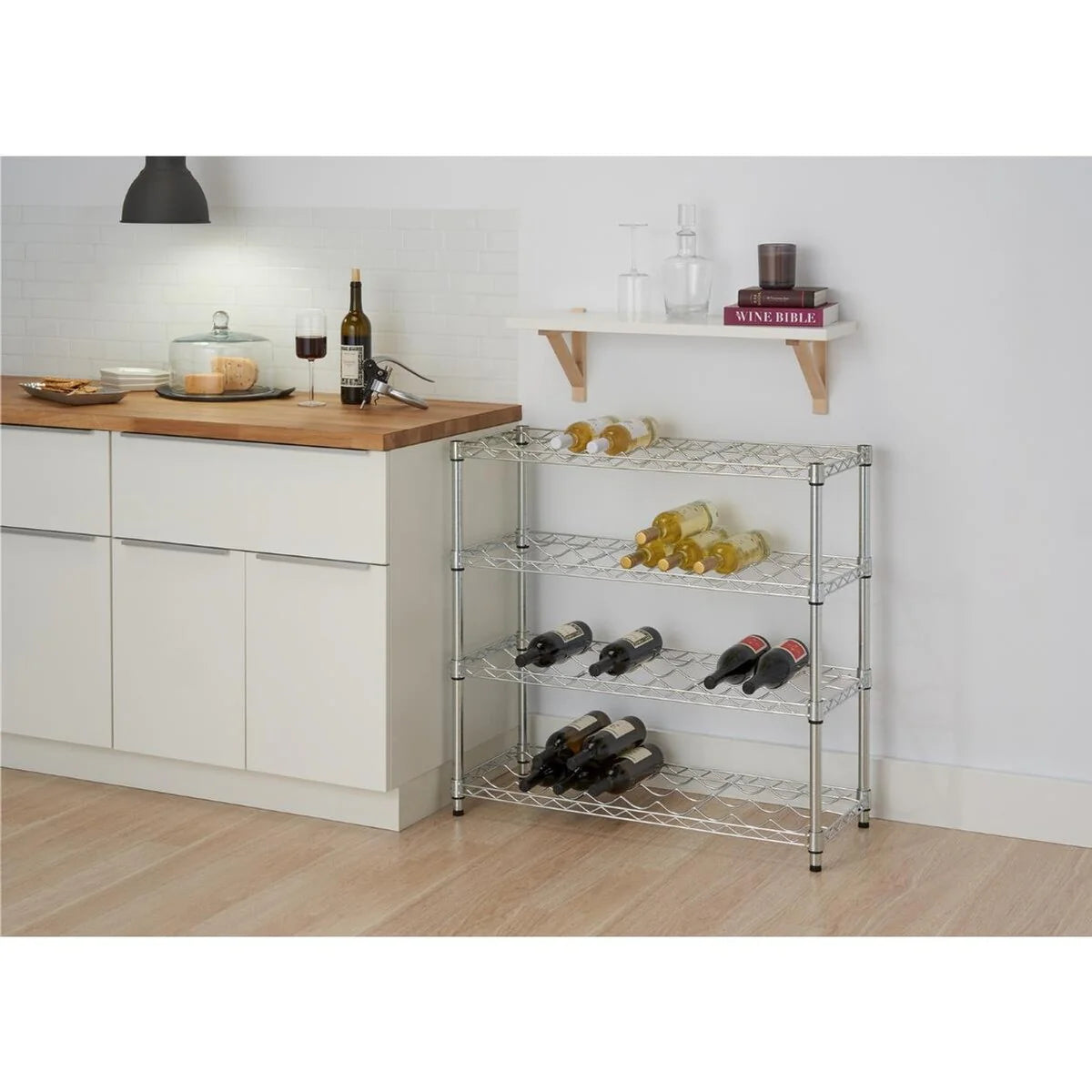 TRINITY EcoStorage® 4-Tier 36x14x34.5 Commercial Wine Rack, NSF, Chrome
