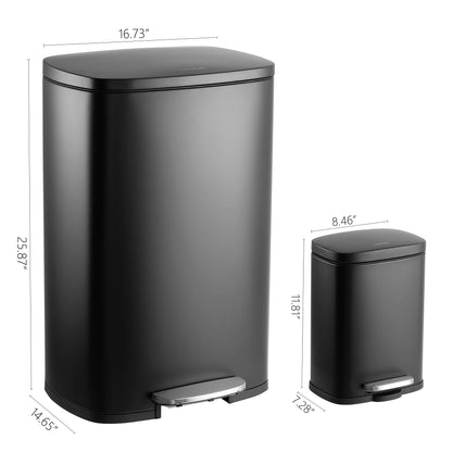 happimess 13-Gallon Trash Can with Soft-Close Lid and FREE Mini Trash Can