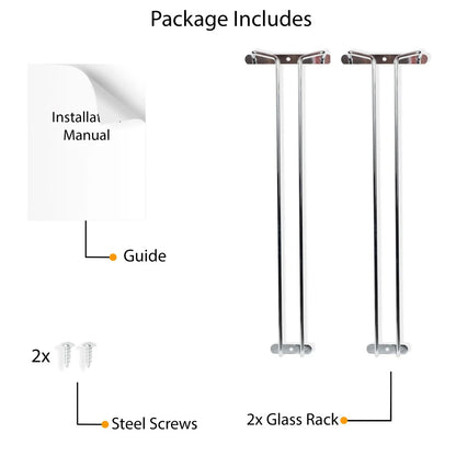 Wallniture Brix Stemware Wine Glass Rack Under Cabinet Storage Metal Glass Hanger (Set of 2)