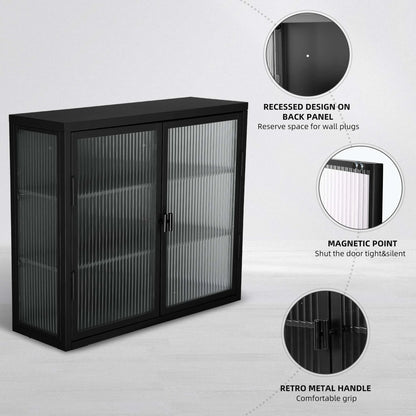 Retro Style Glass Door Wall Cabinet