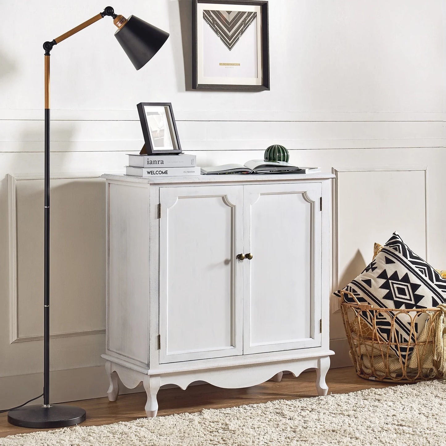 Pallantium 34"Tall-2 Door Farmhouse Style Accent Cabinet by HULALA HOME