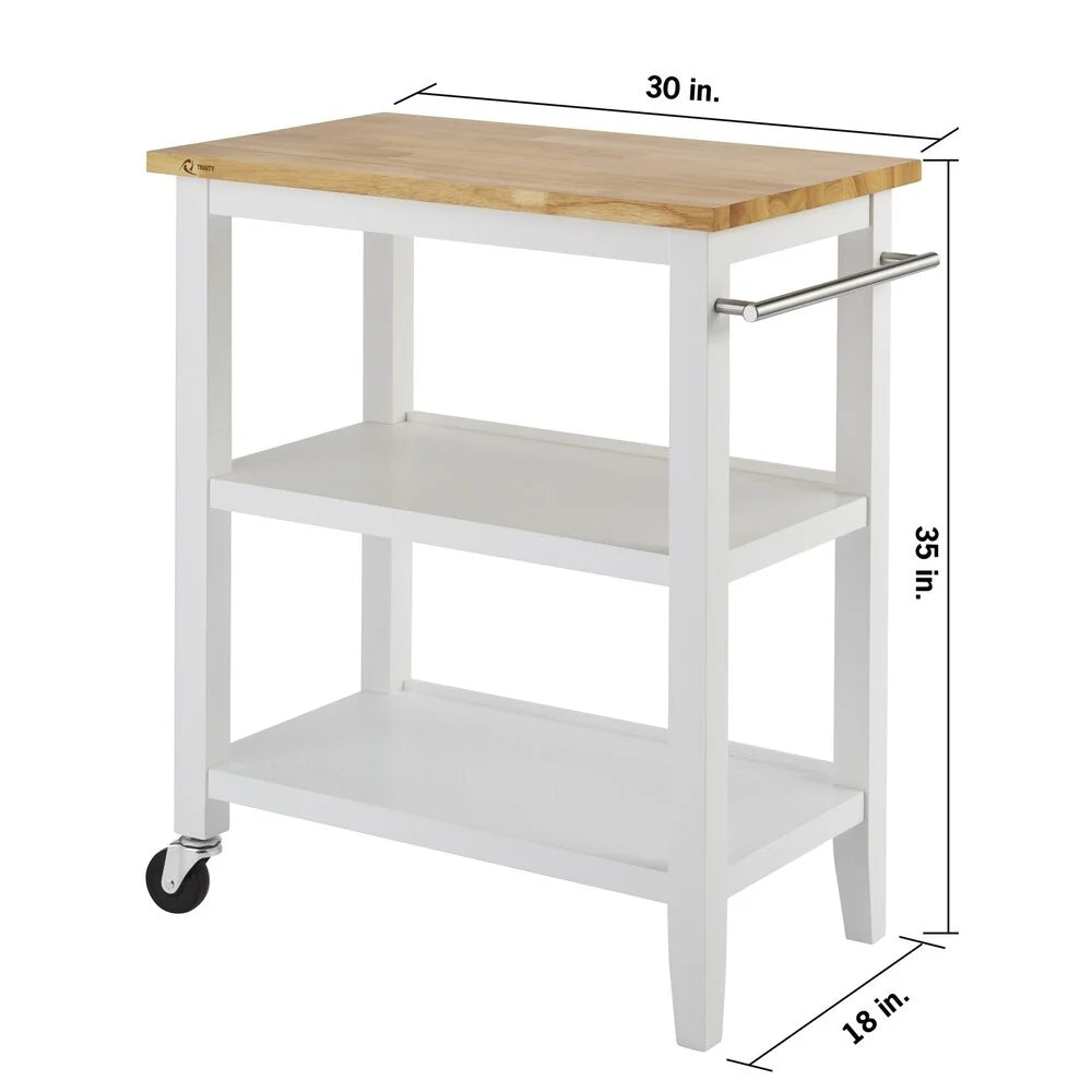White Wooden Kitchen Cart