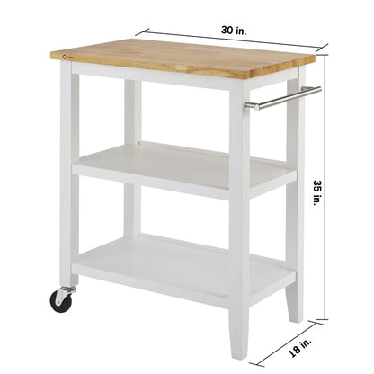 White Wooden Kitchen Cart