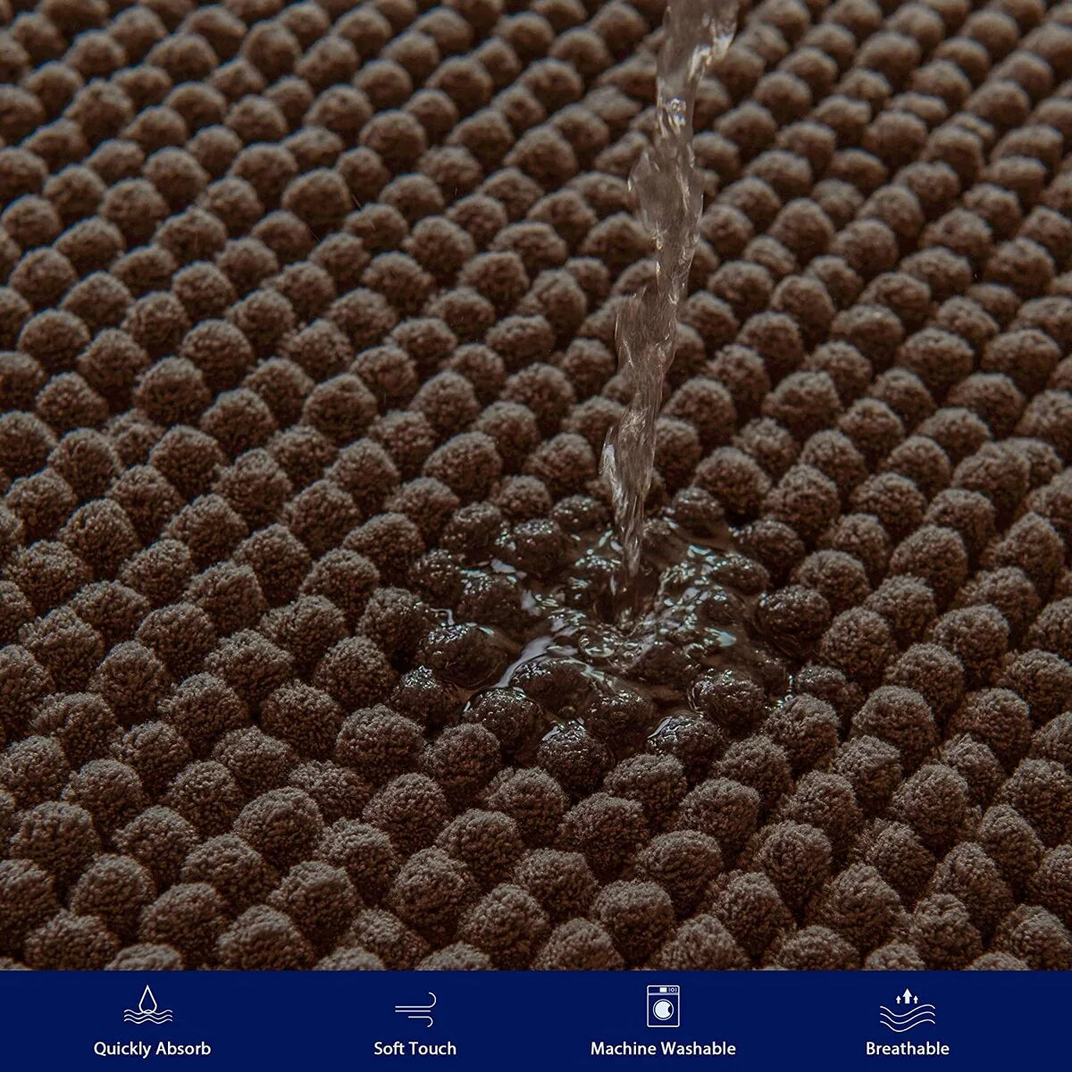 Subrtex Luxury Chenille Bath Rugs Soft Bathroom Mats