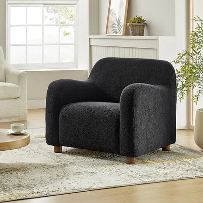 Heinrich 35" Wide Boucle Upholstered Armchair  with Solid Wood Legs