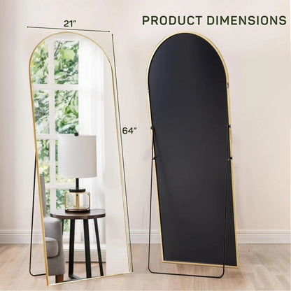 Full Length Mirror with Stand, Floor Mirror with Aluminum Alloy Frame for Bedroom, Standing Full Body Mirror for Wall, Cloakroom