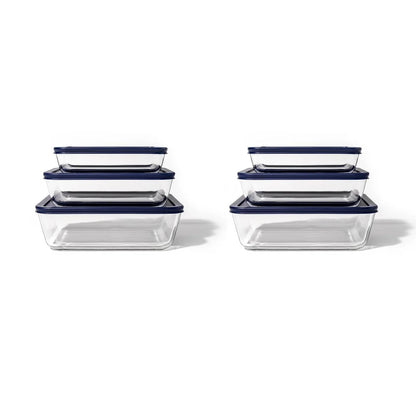 Glass Food Storage Set with Airtight Lids - Nesting, Space-Saving, BPA-Free, Microwave, Oven & Dishwasher Safe